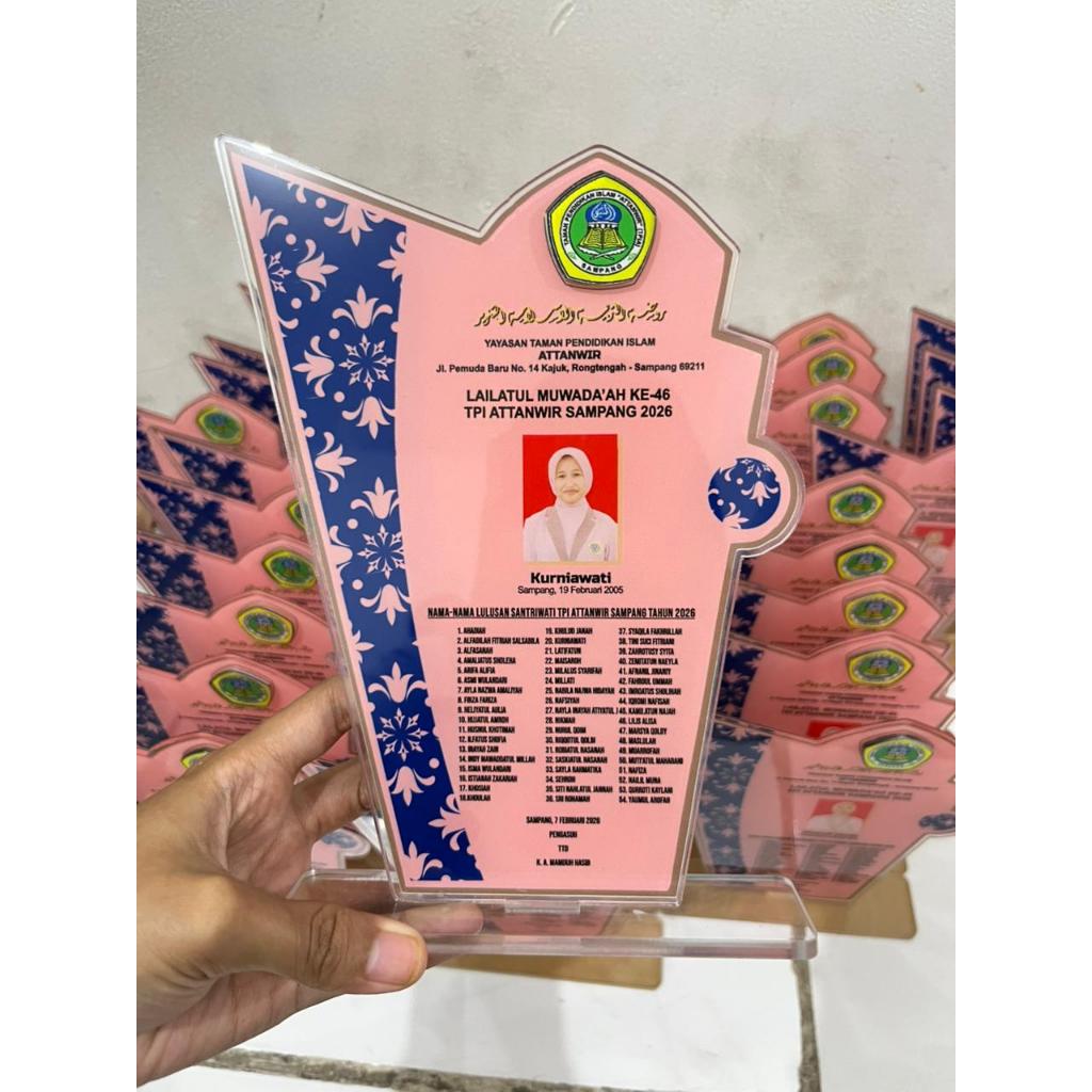 ที่กําหนดเองอะคริลิจบการศึกษาโล่ | KKN Memories Plaque Internship Plaque Work Plaque | แผ่นป้ายรับปร