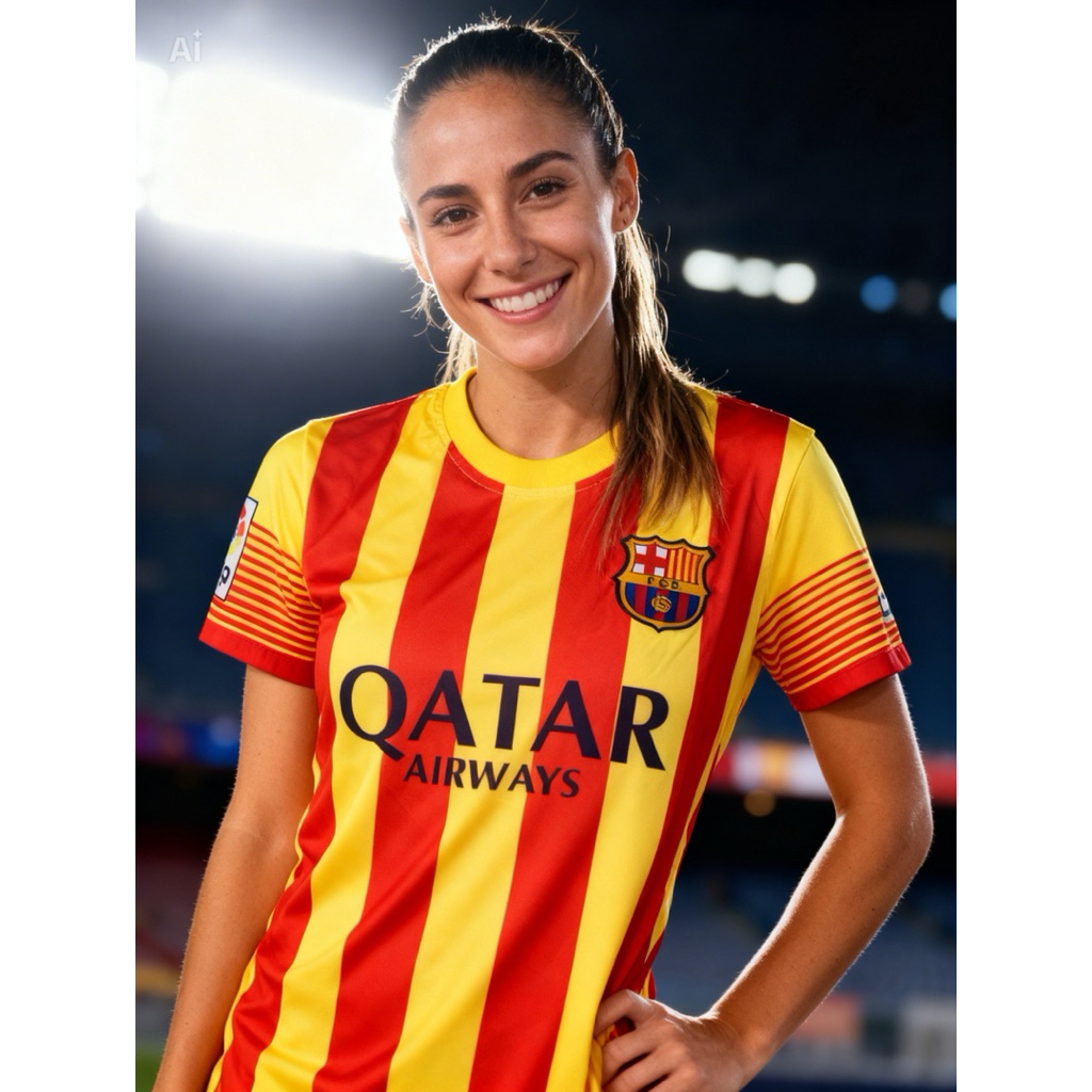 เสื้อฟุตบอลเด็กผู้หญิง Fantasy Barcelona พร้อม qatar airways motif