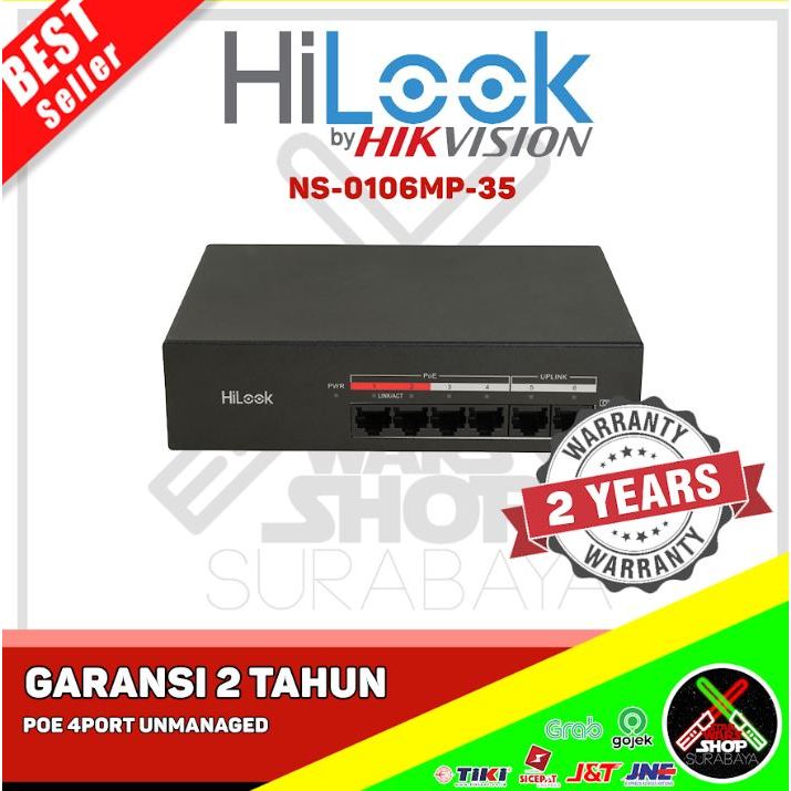 SWITCH POE HILOOK NS-0106MP-35 UNMANAGED POE SWITCH 4PORT