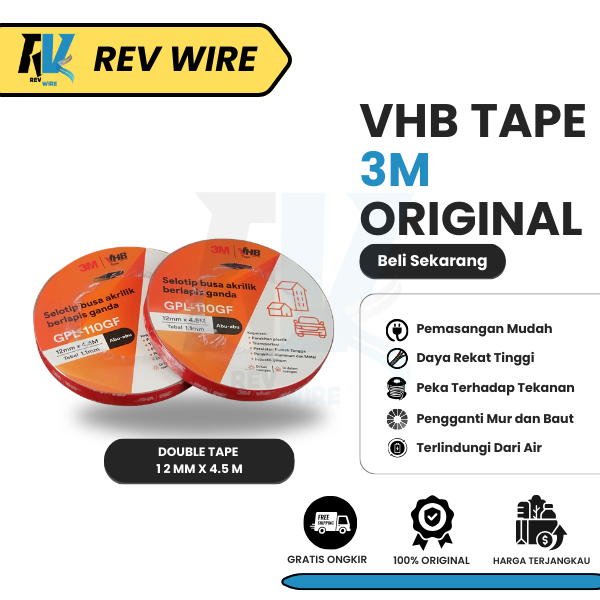 3M VHB DOUBLE TAPE AUTOMOTIVE 4900 ขนาด 12 มม.X 4.5M เทปคู่สําหรับรถยนต์และ MOTORBIKES