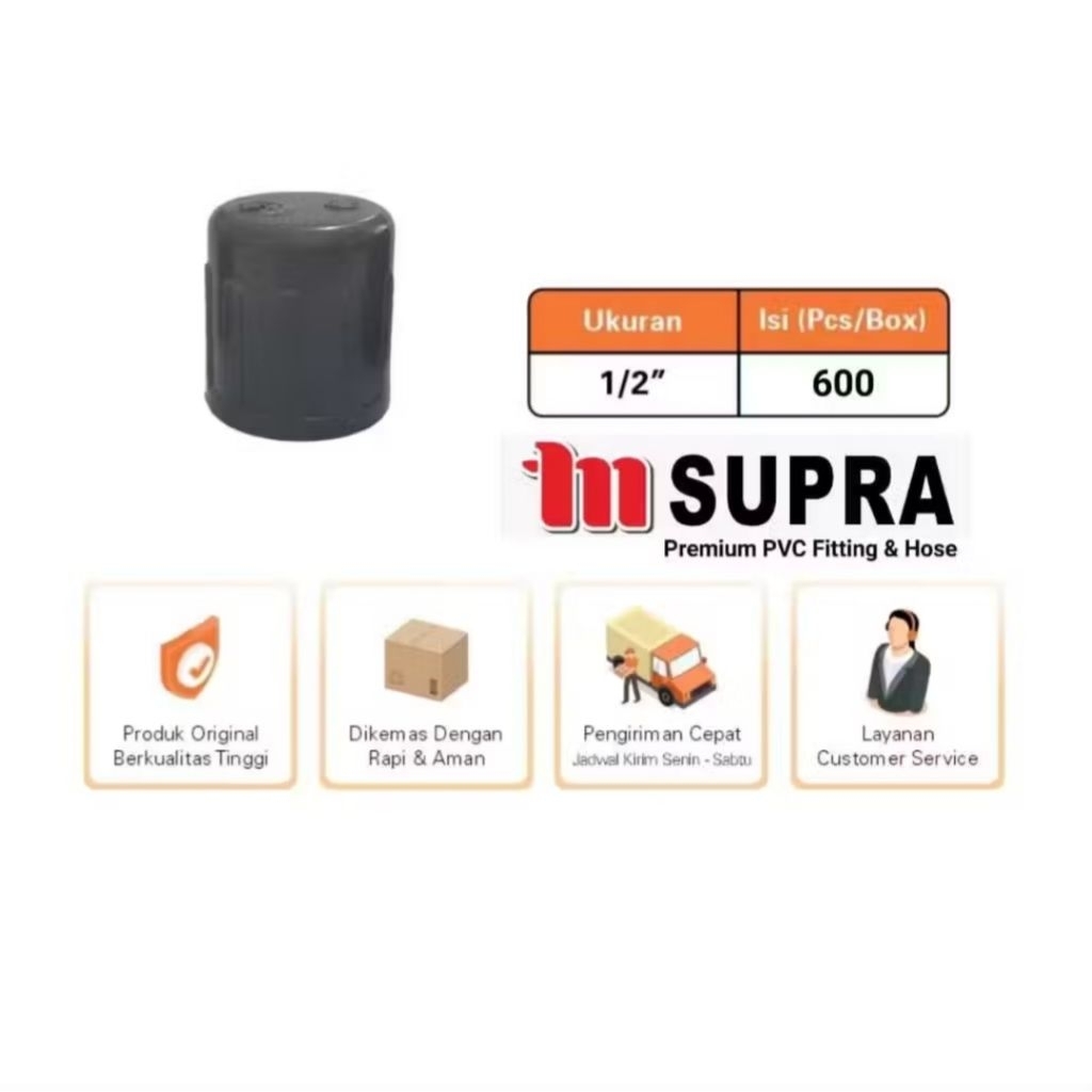SUPRA Dop / Cap / End Cap PVC 1/2" TS