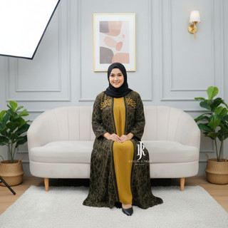 Abaya Sarah Jumbo LD 130 Gamis Rayon Busui Resleting Depan Simple Mewah Elegan Kondangan Pengajian