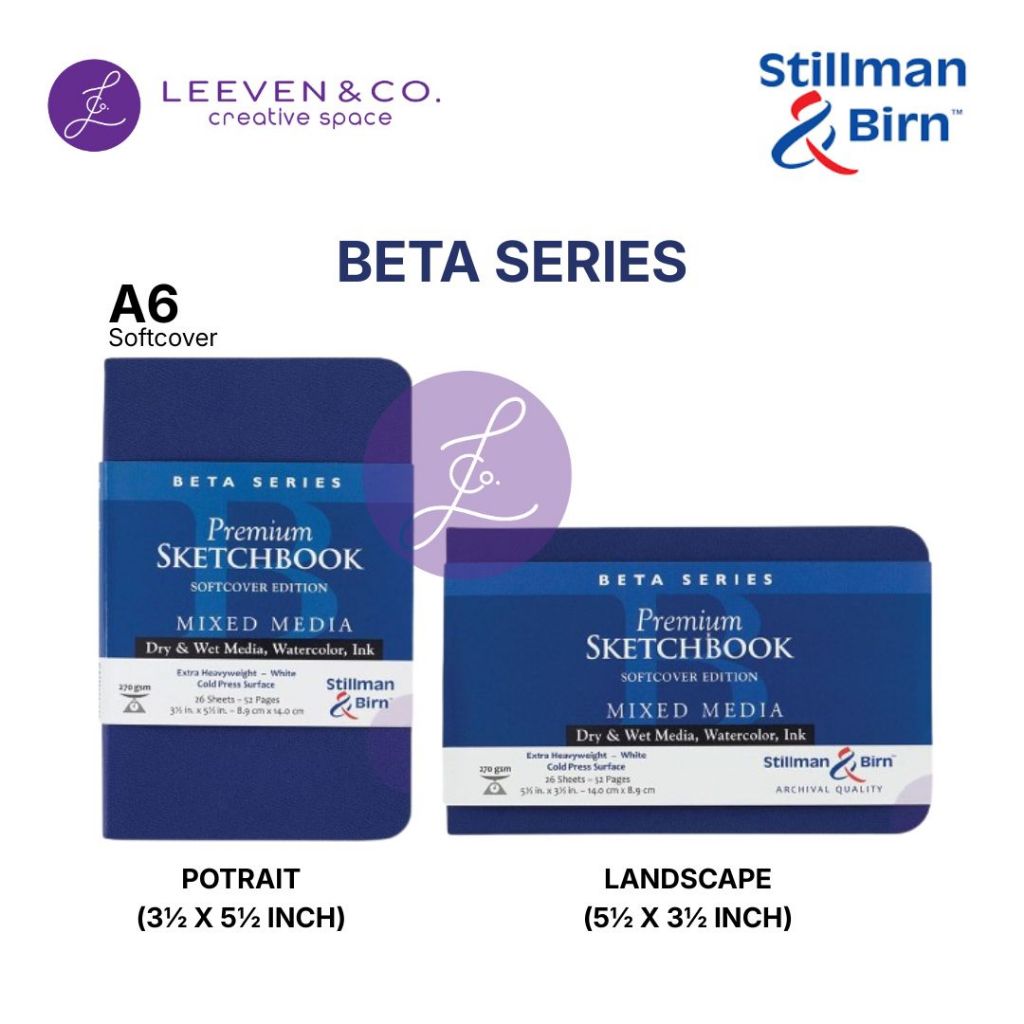 STILLMAN & BIRN 270GSM SKETCHBOOK SOFTCOVER A6 - 26 แผ่น SERIES BETA / DELTA / ZETA