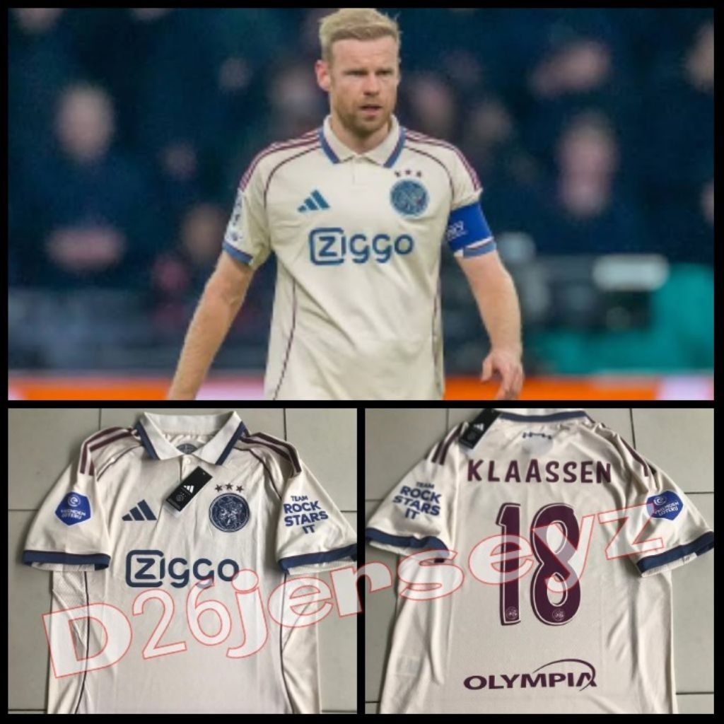 AjaxX_ 3rd Third Jersey 2025 / 2026 + Print Nameset KLAASEN 18 / Custom like OFFICIAL Fon + Patch + 
