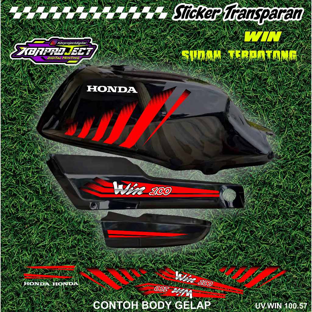 WIN 100 COOL PREMIUM TRANSPARENT สติ๊กเกอร์ HONDA RACING 57 สติ๊กเกอร์ LINES ALREADY CUT