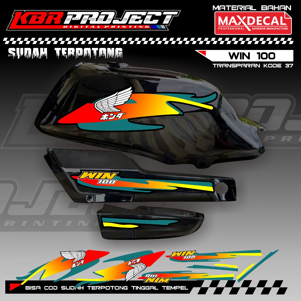 WIN 100 COOL PREMIUM TRANSPARENT STRIPING STICKERS HONDA RACING 37 VARIATION LINES ALREADY CUT