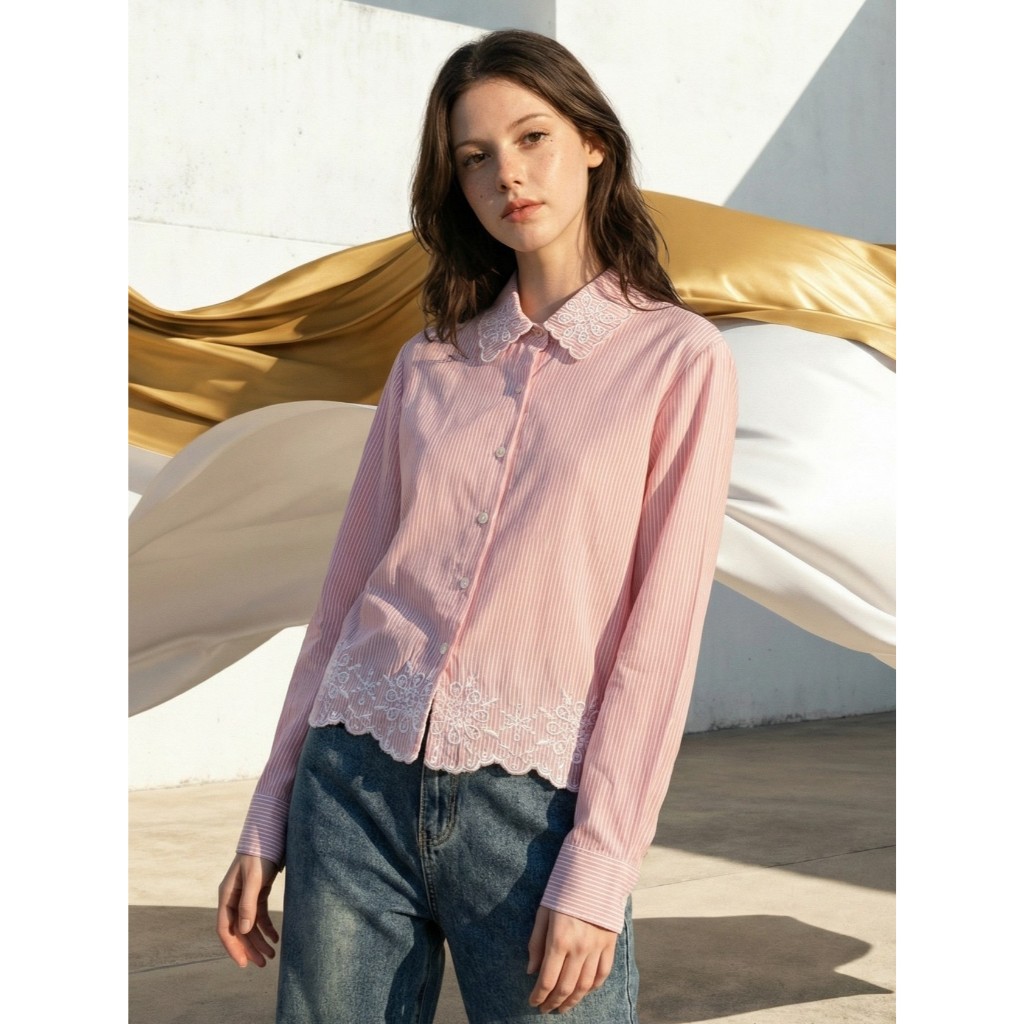 เสื้อลายทางปักคอปก EID 100 ชิ้น