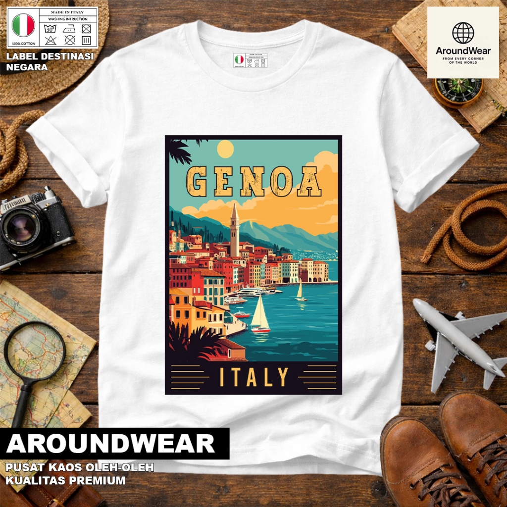 ITALY SOUVENIR T-SHIRT 35 WITH ITALY COUNTRY TAG PREMIUM SOUVENIR MATERIAL GIFT