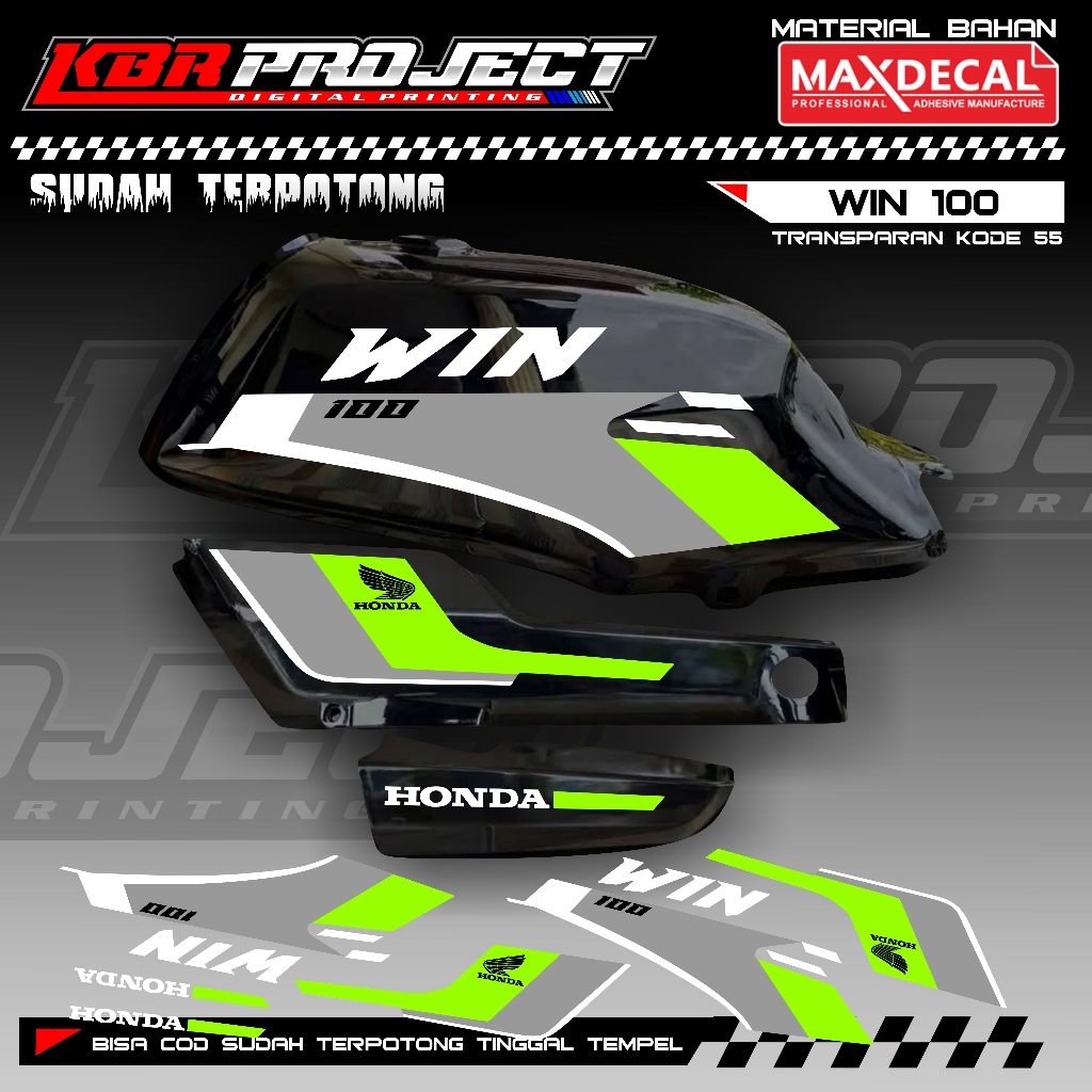 WIN 100 COOL PREMIUM TRANSPARENT STRIPING STICKERS HONDA RACING 55 VARIATION LINES ALREADY CUT