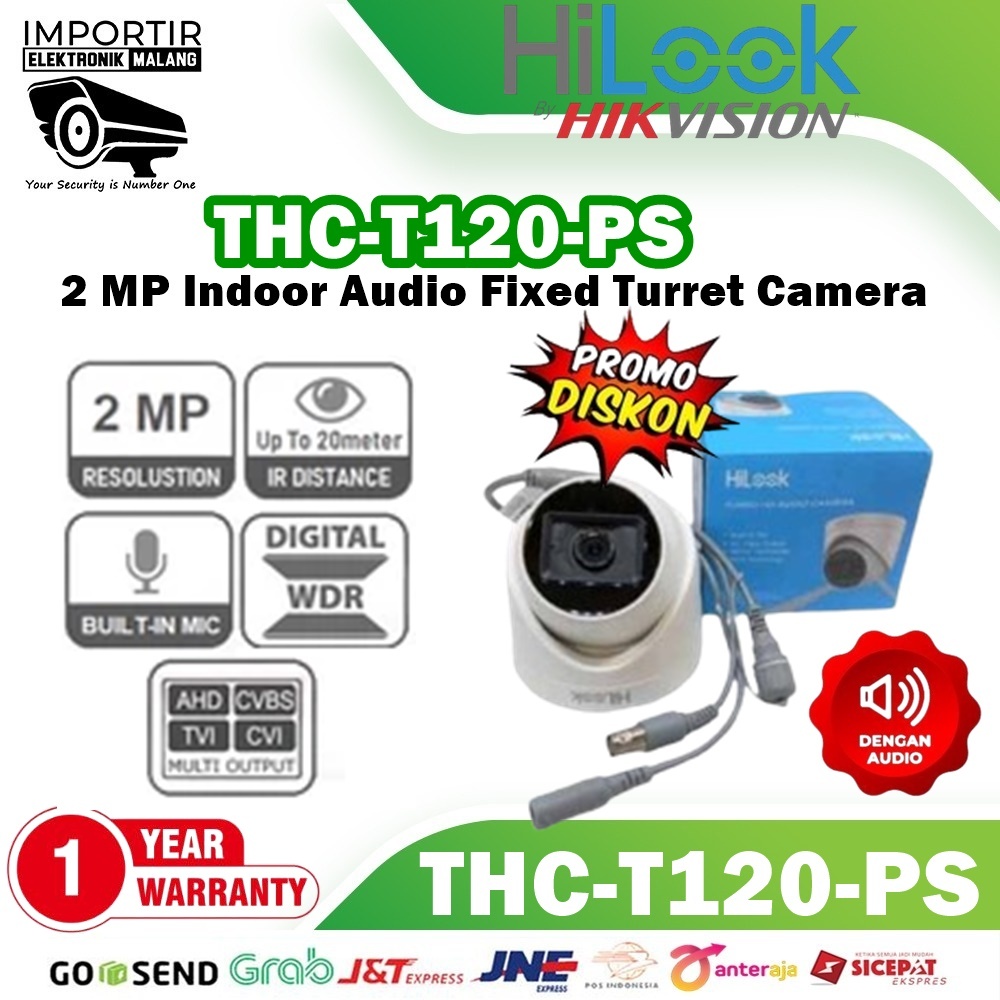 HILOOK Audio กล้องวงจรปิดภายในอาคาร 2MP THC-T120-PS Hilook Audio Mic Camera By Hikvision