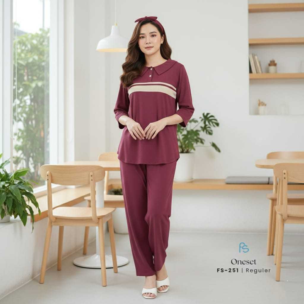 ชุดนอน Babydoll Oneset REGULAR - 7/8 Sleeves Kra Long Pants Active Buttons I Forever Sweet
