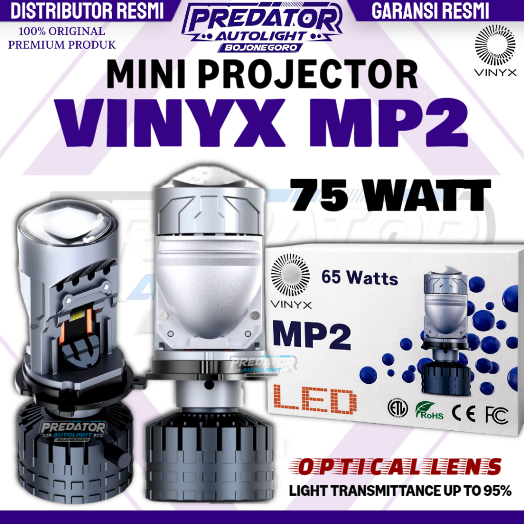 VINYX MP2 MINI PROJECTOR LED LAMP 75 WATTS PROJECTOR OPTICAL LENS รถรถจักรยานยนต์ไฟหน้าไฟหน้าไฟหน้า