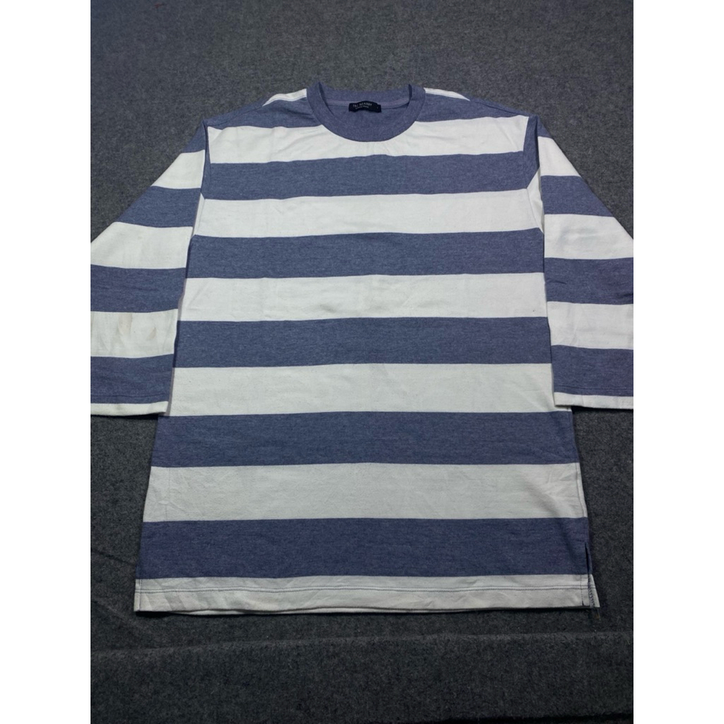 KATUN TBJ NEARBY BLUE WHITE THICK STRIPED เสื้อยืดผ้าฝ้าย SIZE L