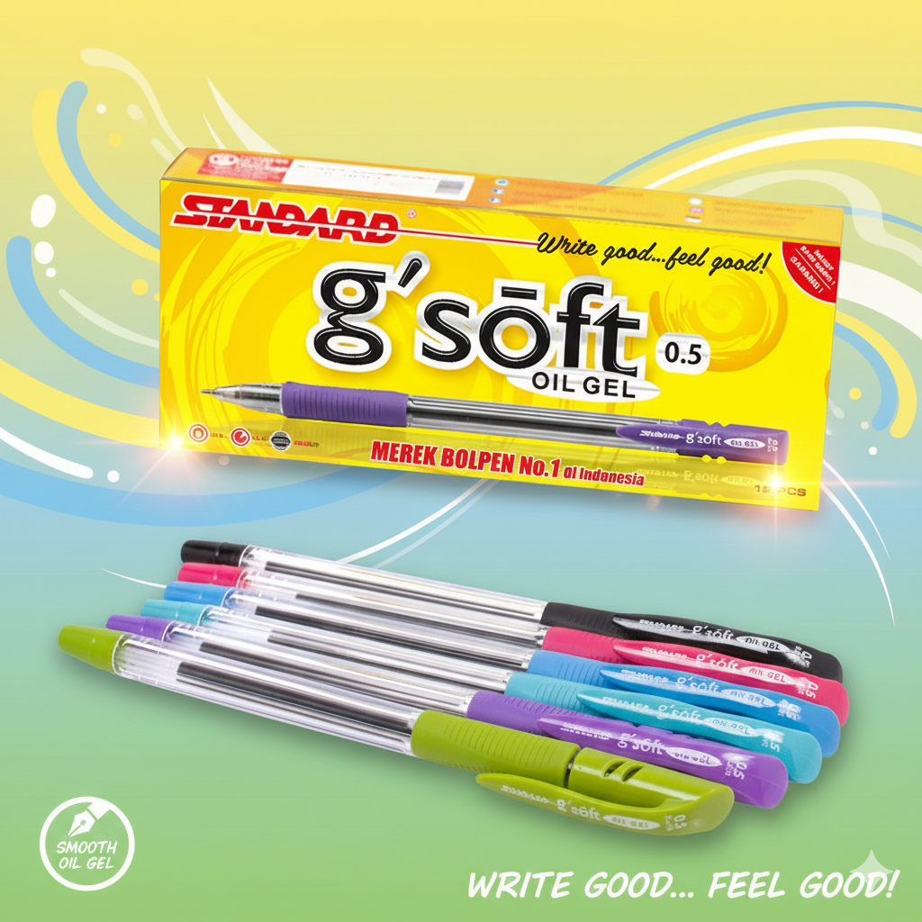 1 LSN / 12 ชิ้น STANDARD GSOFT GSOFT ปากกาบอลเพน