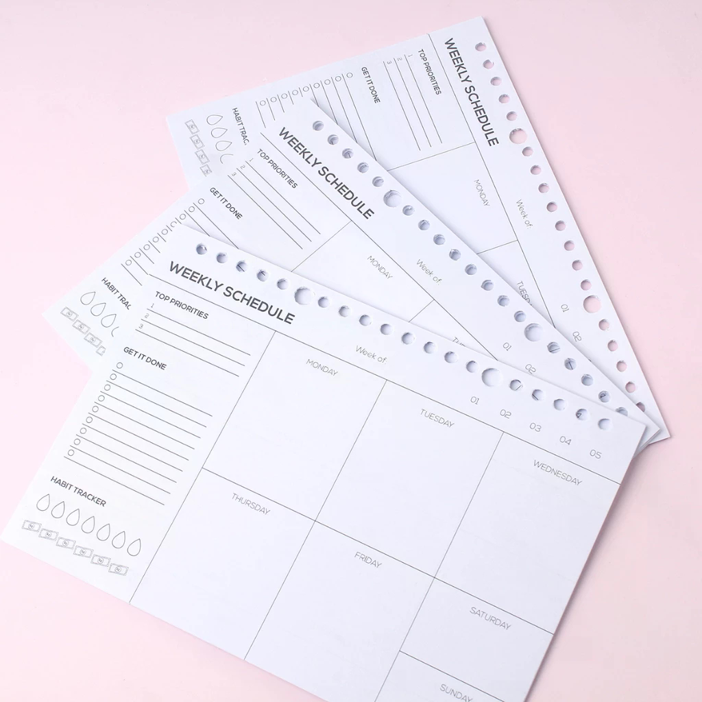 VHEEN Loose Leaf A5 Weekly Schedule - Binder Paper