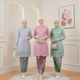 Promo...Stelan Dan Atasan Kebaya Brokat 2026 (Size M-5XL) Tunik Seragam Wanita modern tradisioal