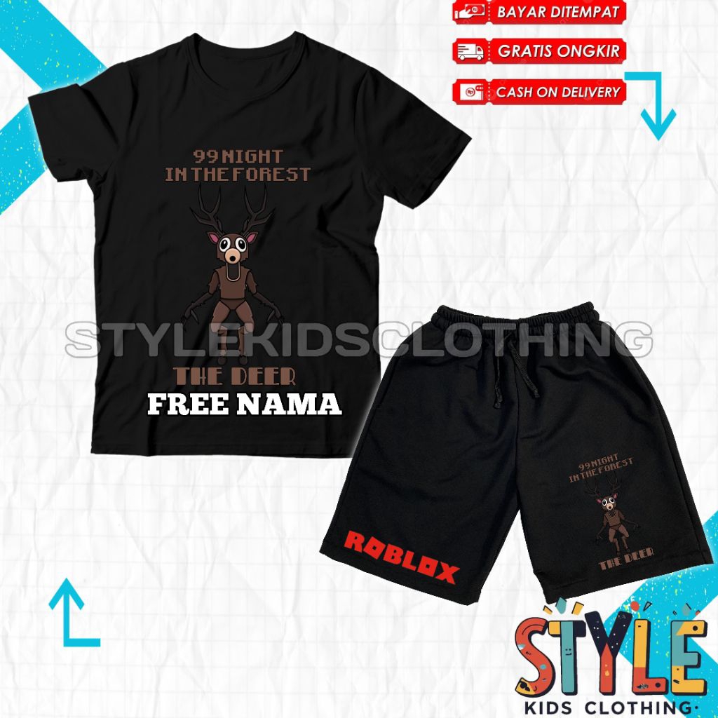 เด็กเสื้อยืดและกางเกงชุด 99 Night In The Forest The Deer Roblox ชื่อฟรี/เสื้อยืดเด็กกางเกงขาสั้น Rob