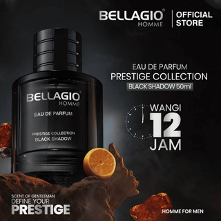 BELLAGIO Eau De Parfum Prestige Collection Black Shadow 50ml – Parfum Lokal Pria, Wangi Woody Amber Tahan Lama, Maskulin & Misterius Parfum Pria Wangi Tahan Lama