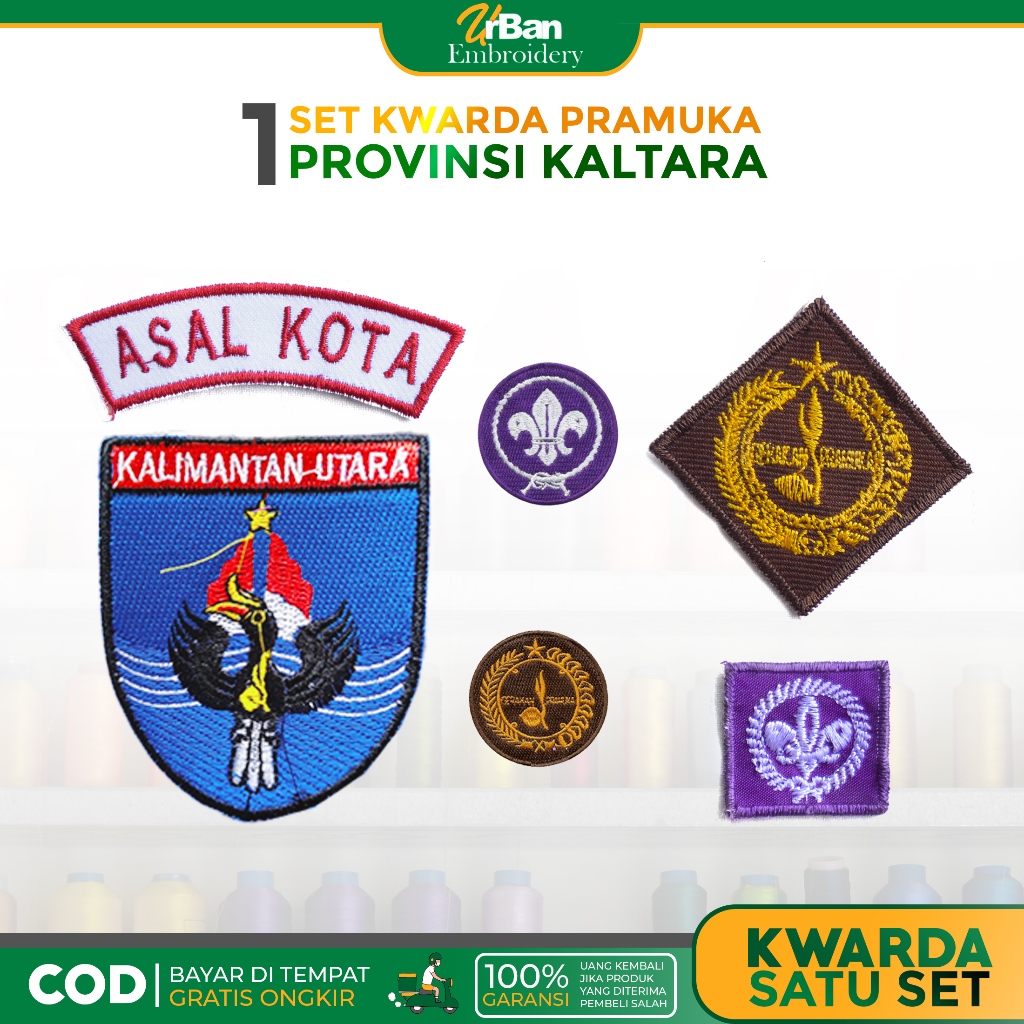 ลูกเสือ North Kalimatan 1 ชุด Kwarda Attributretes – Premium Complete เย็บปักถักร้อย Bet Kwarda E.