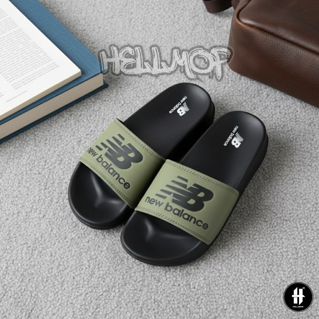 เฮลโมฟ | NB Black PREMIUM Slip-On Sandals / รองเท้าแตะหนา นุ่ม สีดํา กองทัพ สีเทา Slop