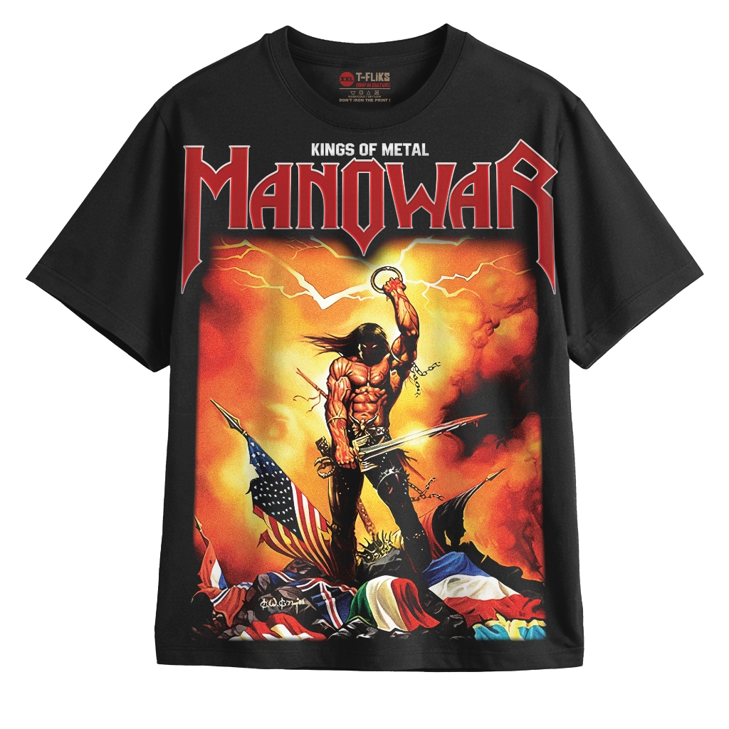 MANOWAR KING OF METAL BAND TSHIRT OVERSIZE UNISEX BLACK - TFIKS