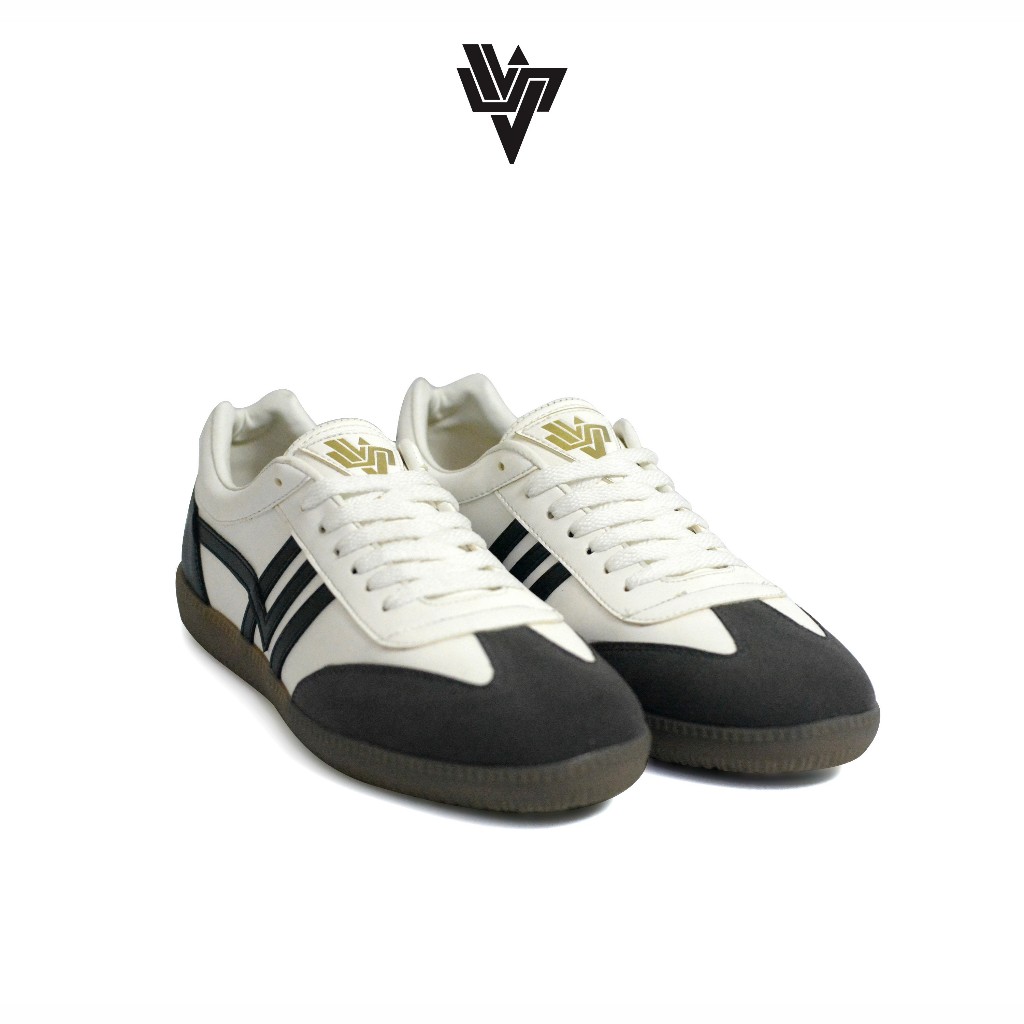 VASILIO Vamos - รองเท้าผ้าใบสีดําและสีขาวหนังลําลองสําหรับทั้งชายและหญิง