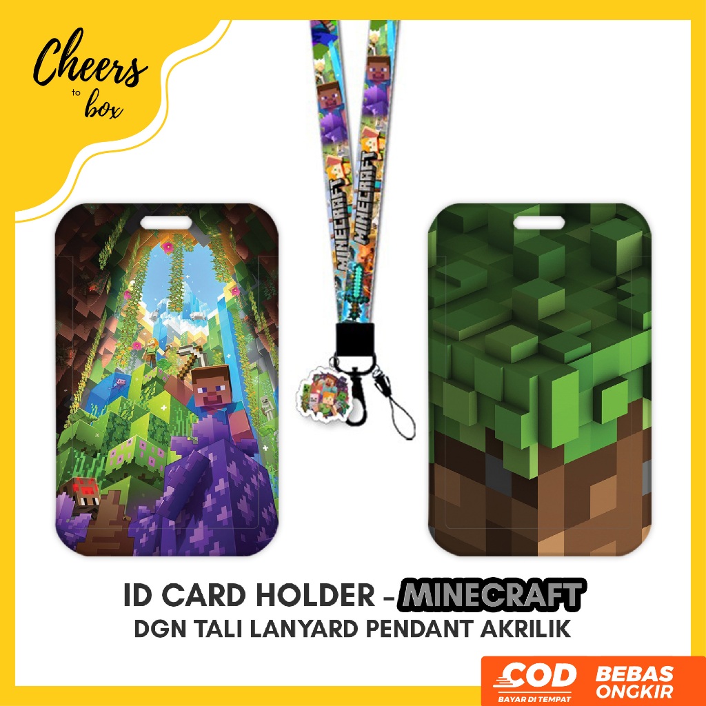 [N003] Minecraft / ป้ายชื่อ ID Card Holder Minecraft พร้อมเชือกเส้นเล็กจี้อะคริลิค