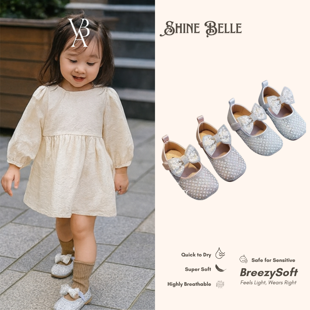Venta Baby - Shine Belle Girls Party Shoes Pearl & Ribbon Beautiful Elegant Korean Crystal