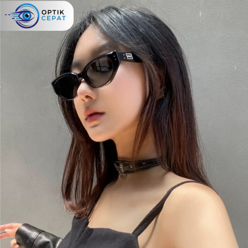 OC Cat Eye A แว่นตาสีดําสําหรับผู้ชายและผู้หญิงเกาหลี Anti UV400 ล่าสุด