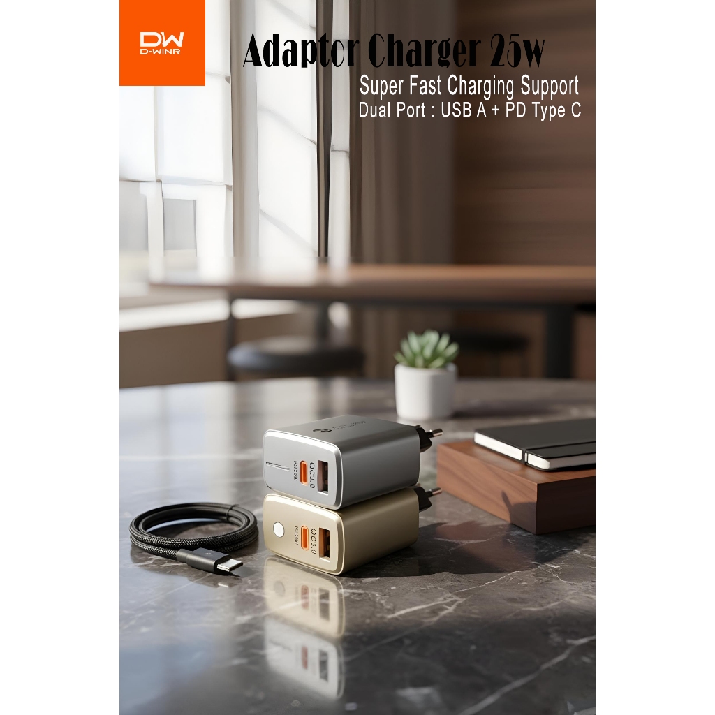 Super Fast Charging PD 25W Dual Port Charger Adapter สําหรับ iPhone 14 15 16 Samsung S25 S25 ULTRA S