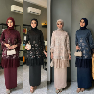 Hijablabel READY STOCK! GIANAA ONE SET 3 IN 1 Tule Stone ORIGINAL ( INCLUDE INNER OUTER BAWAHAN ) dress kondangan/oneset kondangan/