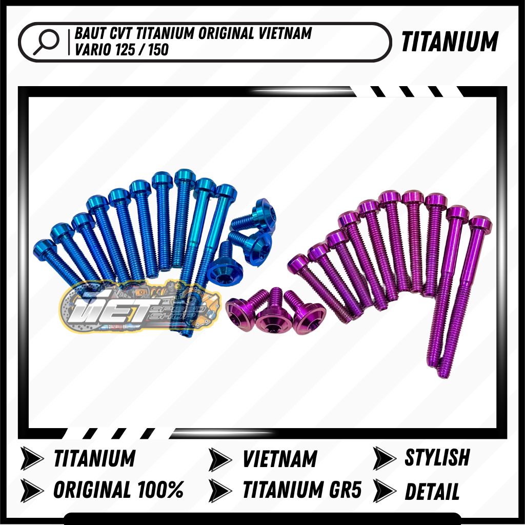 ชุดสลักเกลียวไทเทเนียม CVT Tank Vario 125/150 แท้เวียดนาม | เงิน น้ําตาล ทอง ชมพู แดง ม่วง เขียว นีออน ทอสก้า