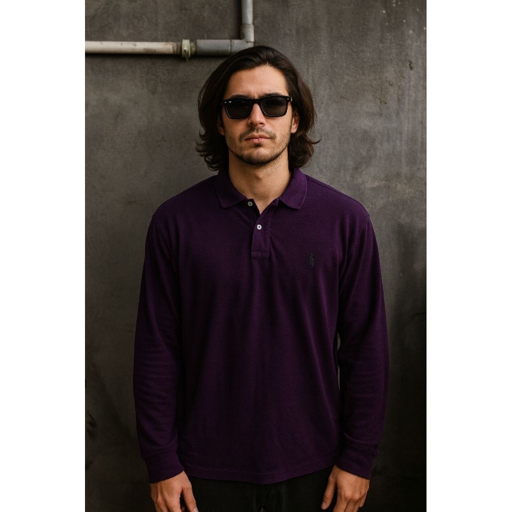 (Vtg big size) เสื้อโปโลแขนยาว P0L0 R**PH L**REN O1 ไซส์ XL fit XXL (P74 x L62)