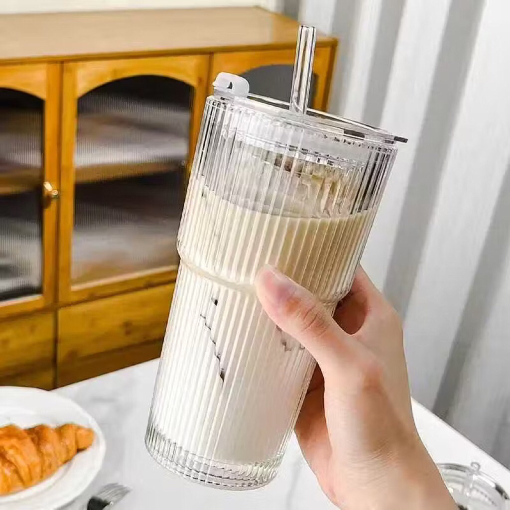 AESTHETIC COFFEE แก้วแก้ว DIRTY LATTE STRAW 600ml