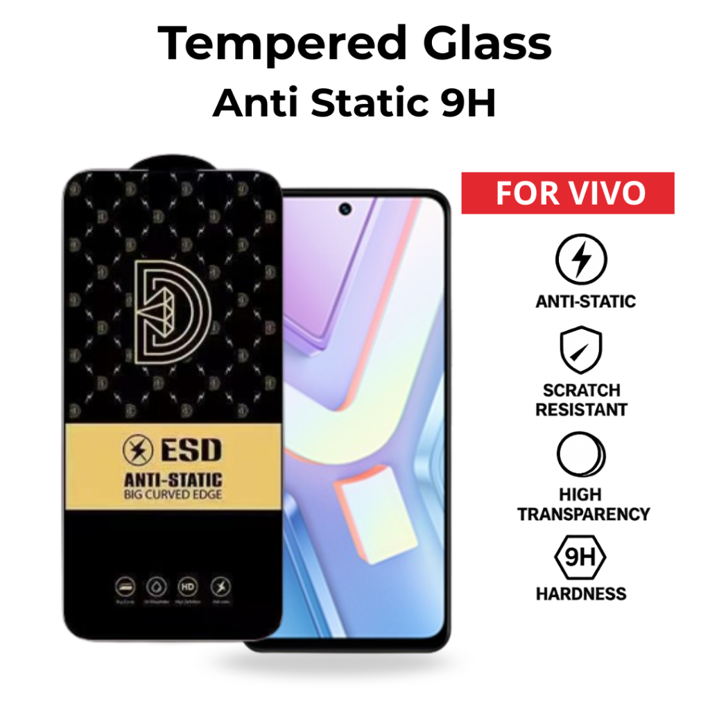 กระจกนิรภัย Anti Static HD Vivo Series Full Cover 9H Big Curved ขายส่ง