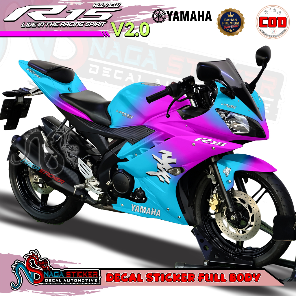 YAMAHA R15 V2.0 FULL BODY MOTORCYCLE DECAL STICKER CHAMELEON Motif รหัส R1V2-05 DESIGN สามารถปรับแต่