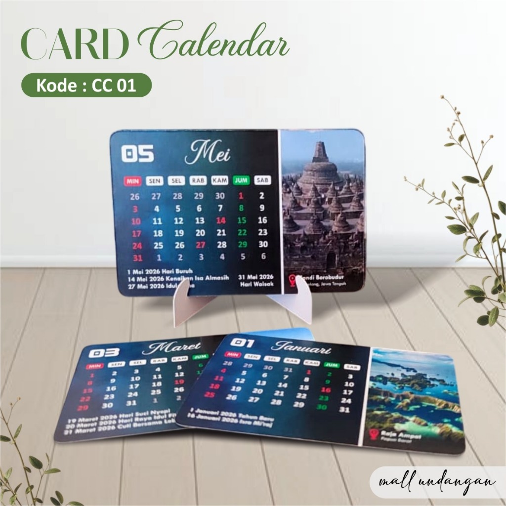 MINI DESK CALENDAR CARD - CALENDAR CARD 2026 - CALENDAR SOUVENIR