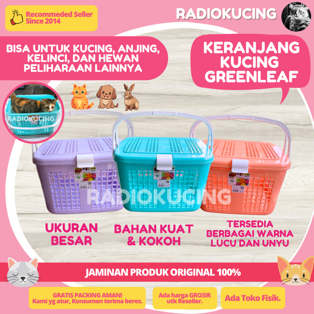 GreenLeaf - ตะกร้าแมวขนาดใหญ่ Jumbo Pet Cargo Dog Rabbit Pet [JUWIES RADIO Kucing]