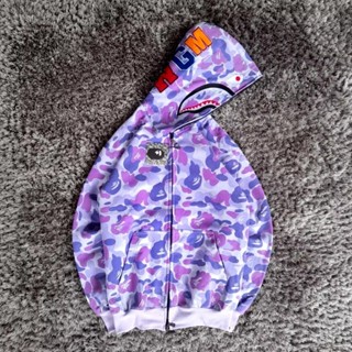 UNGU Bape Style Hoodie Shark Purple Camo Full Zip Premium St…