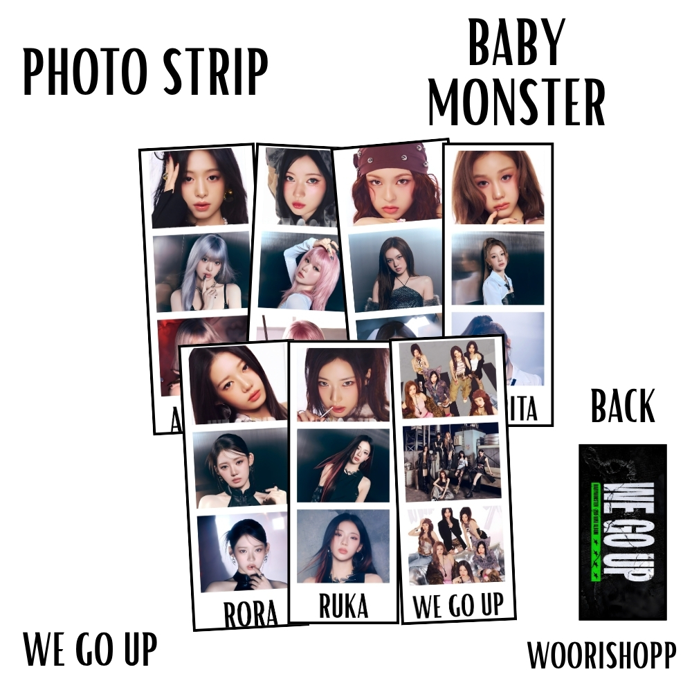 PHOTO STRIP BABYMONSTER WE GO UP 2 ด้านข้าง 8 ชิ้น BABY MONSTER PHOTO STRIPS KPOP UNOFFICIAL RORA AS