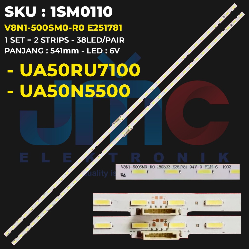 SAMSUNG ไฟแบ็คไลท์ทีวี 50 นิ้ว UA50RU7100 UA50N5500 V8N1-500SM0-R0 E251781 94โวลต์-0