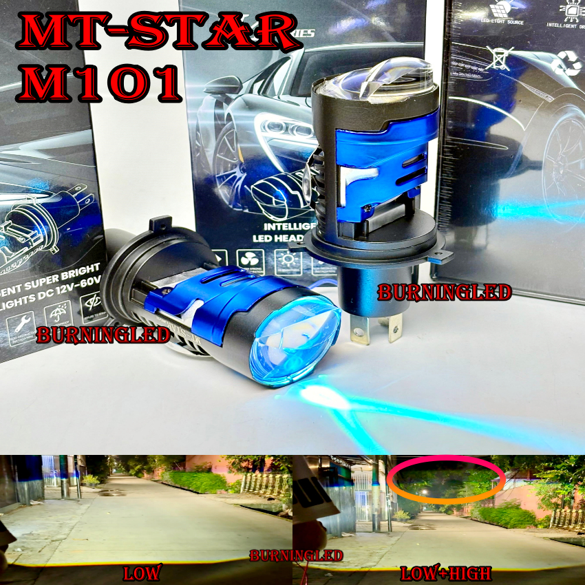 MT STAR - ต้นฉบับ MINI LED PROJECTOR H4 M101 MTSTAR BLUELENSE รถรถจักรยานยนต์ไฟหน้าไฟหน้า MATRIX ต้น