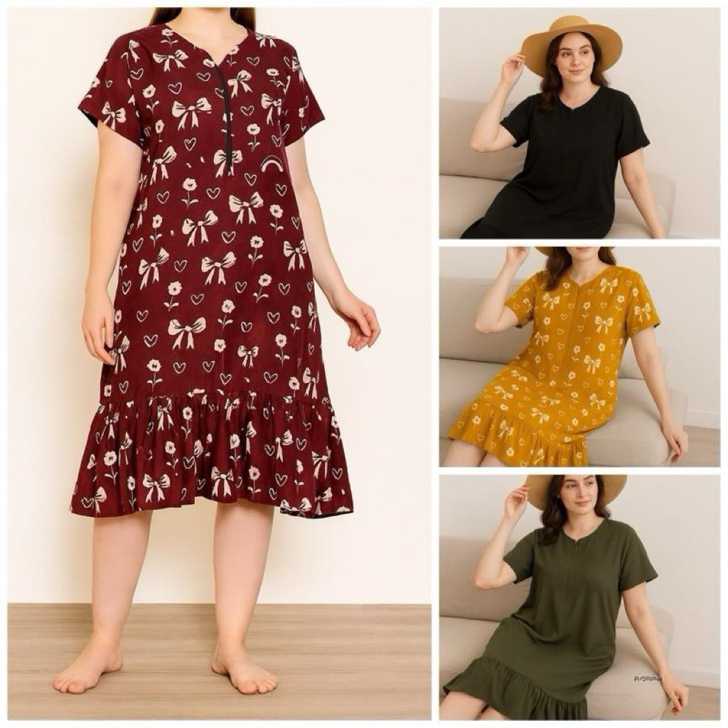 MALA DRESS RUFFLE BUSUI DRESS WITH FRONT ZIPPER