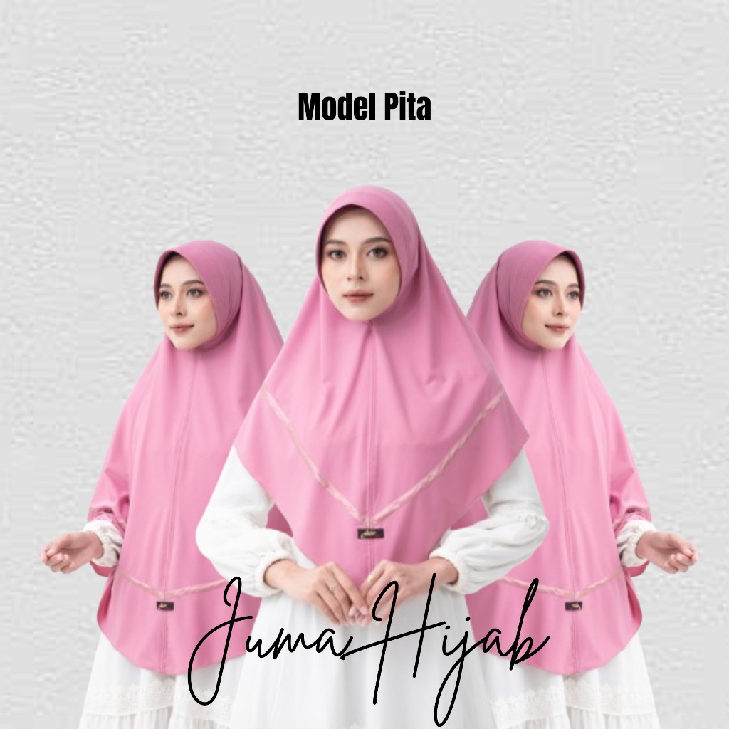 JUMA Hijab with Ribbon List, Premium Jersey Instant Hijab, XL Size, Muslimah Syari Hijab