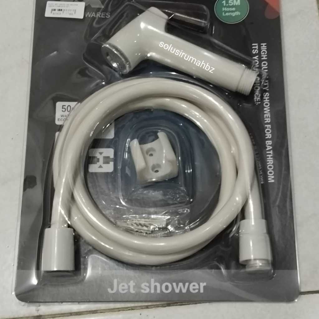 ชุดโถชําระล้างสีขาว Jet Shower White Toilet hose 1.5m Blister สีดํา แพ็ค Y ท่อ 150cm 150 cm 1.5 m