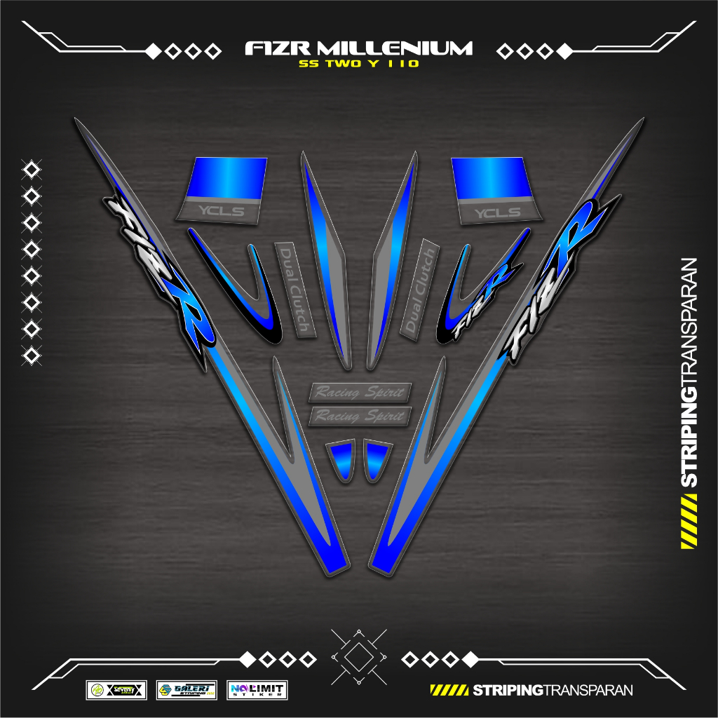 TRANSPARENT STRIPING UV F1ZR MILLENIUM MOTIF K5 สติ๊กเกอร์ YAMAHA F1Z R สติ๊กเกอร์ใส VARIATION FIZR