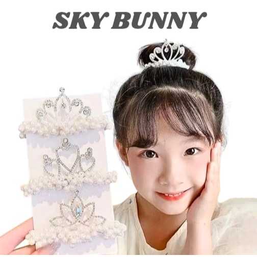 Sky bunny - CROWN HAIR TIE CLIP / KOREAN PEARL HAIR PAIR