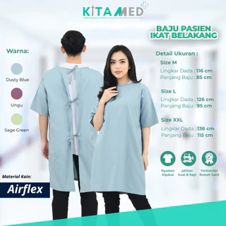 KATUN KITAMED JKT เสื้อผ้าผู้ป่วยมีผูกหลัง ประหยัด ผ้าฝ้าย ใส่สบาย มัลติฟังก์ชั่น ส่งทันทีสําหรับผู้สูงอายุ หลังผ่าตัด มีให้เลือกหลากหลายสี Dusty Blue Edition