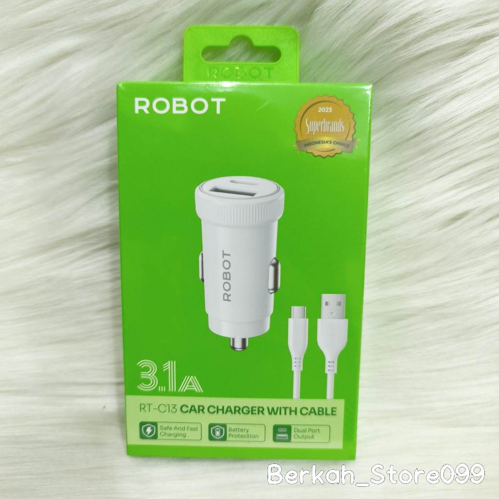 Robot RT-C13 Dual Output Car Charger Kit สาย Usb Type C