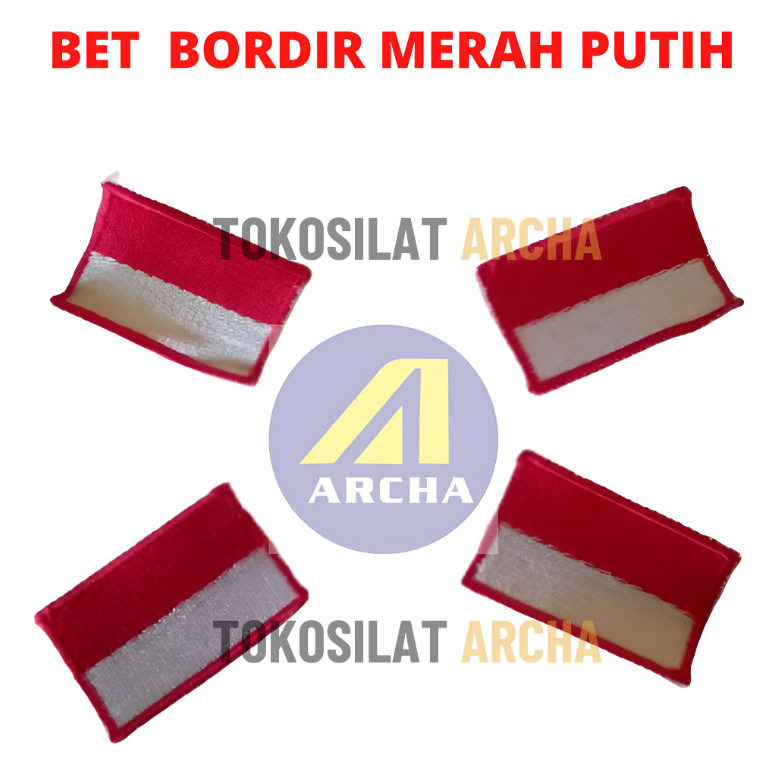MERAH โลโก้ธงปักสีแดงและสีขาว / Bet ปักสีแดงและสีขาว 5X3 cm